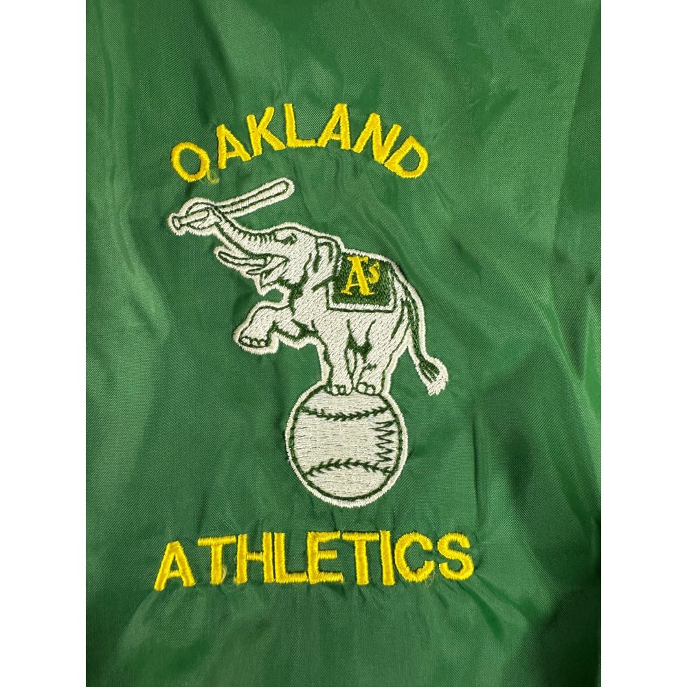 Vintage 80s/90s Oakland Athletics A's Chalk Line Satin Jacket XL Green Deadstock